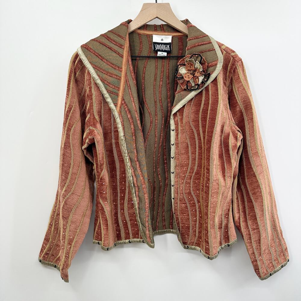 Yak Magik Vintage Open Jacket / Cardigan Beaded Sequin Artsy Size Medium